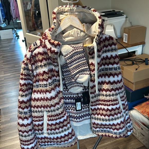 Rag & Bone Ivory Multi Fair Isle Hoodie Sherpa Zip Jacket - Picture 5 of 12